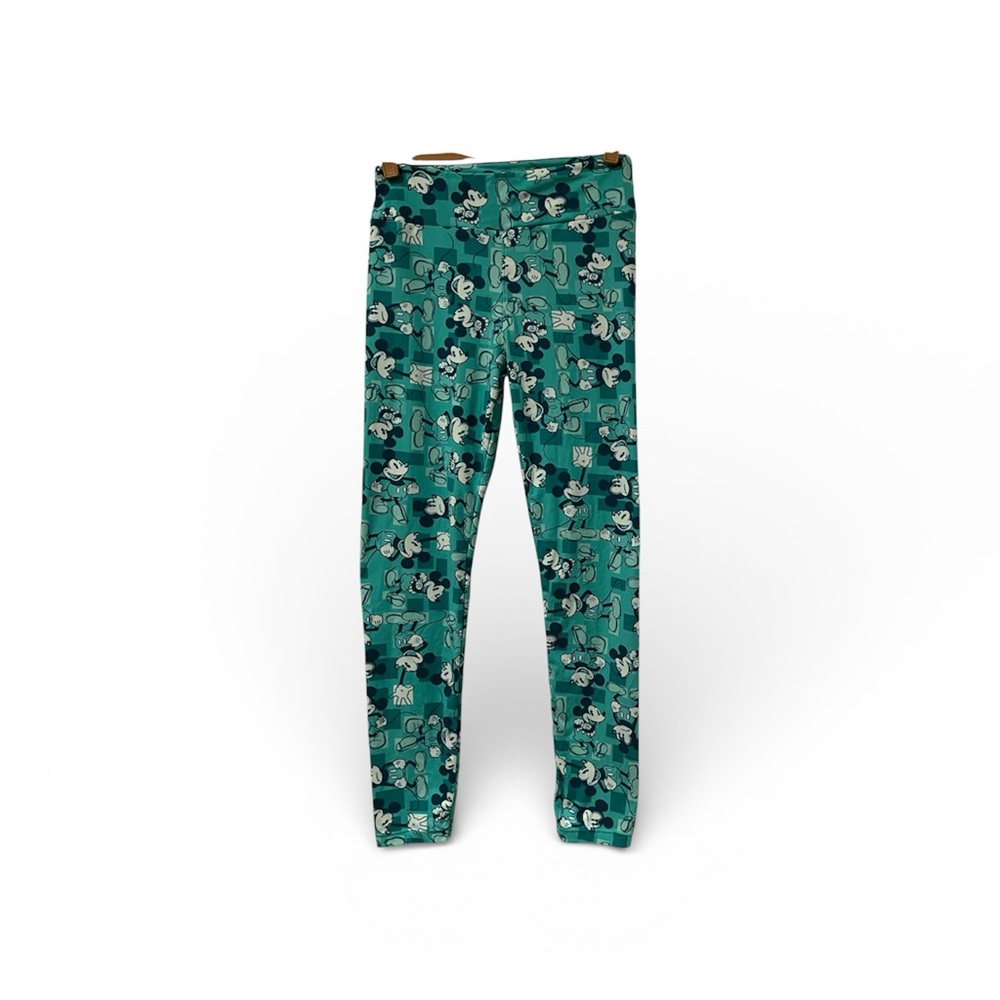 LuLaRoe Teal Mickey Mouse Leggings One Size Like New Condition